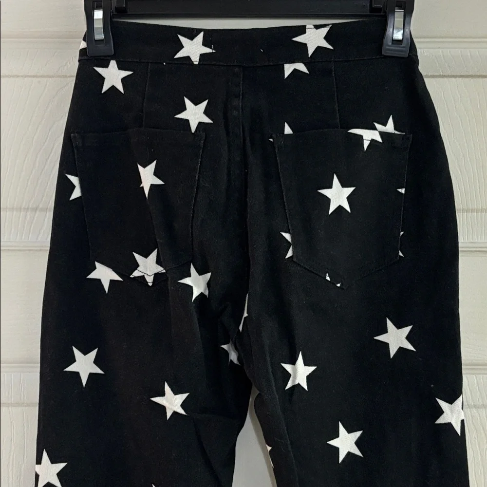 Altar'd State Black Pants with White Star Design - Picture 3 of 4
